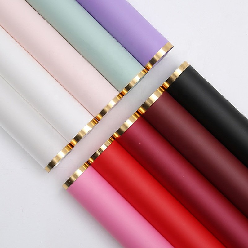 Stock Korean Paper Translucent Waterproof Florist Bouquet Packaging Materials Matte Paper for Flowers Solid Color PE OPP Opp Bag