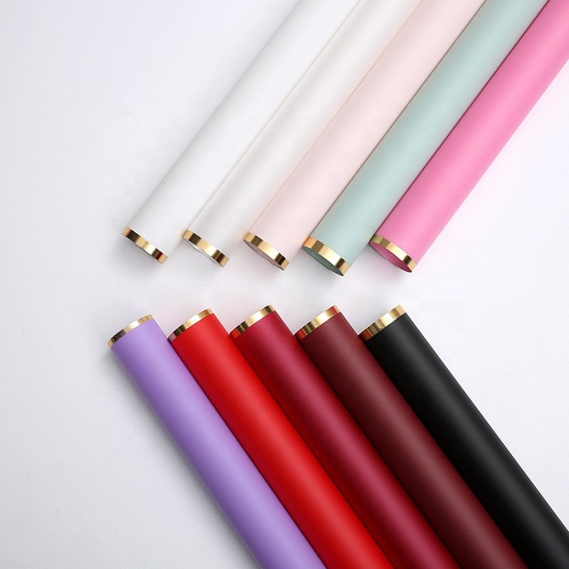 Stock Korean Paper Translucent Waterproof Florist Bouquet Packaging Materials Matte Paper for Flowers Solid Color PE OPP Opp Bag