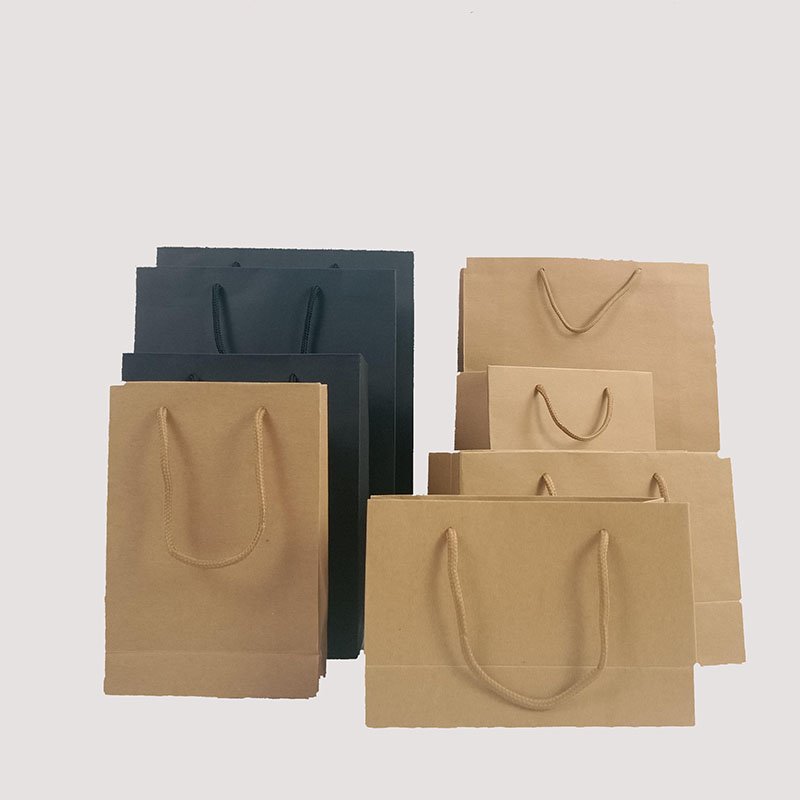 Custom Your Own Logo Luxury Cardboard Black Shopping Gift Clothes Shoes Packing Paper Bags With Handles