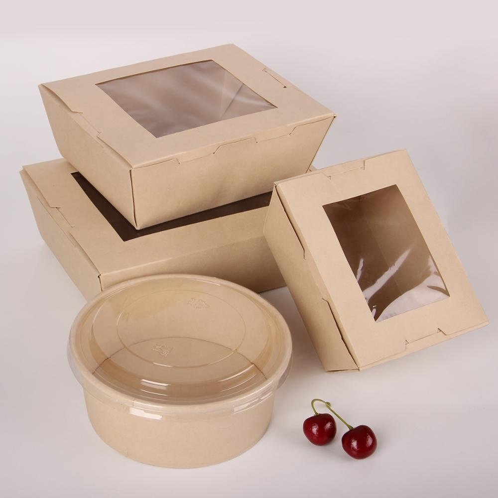 Customized top grade food packaging paper cup bag without window with window take away food boxes and cup