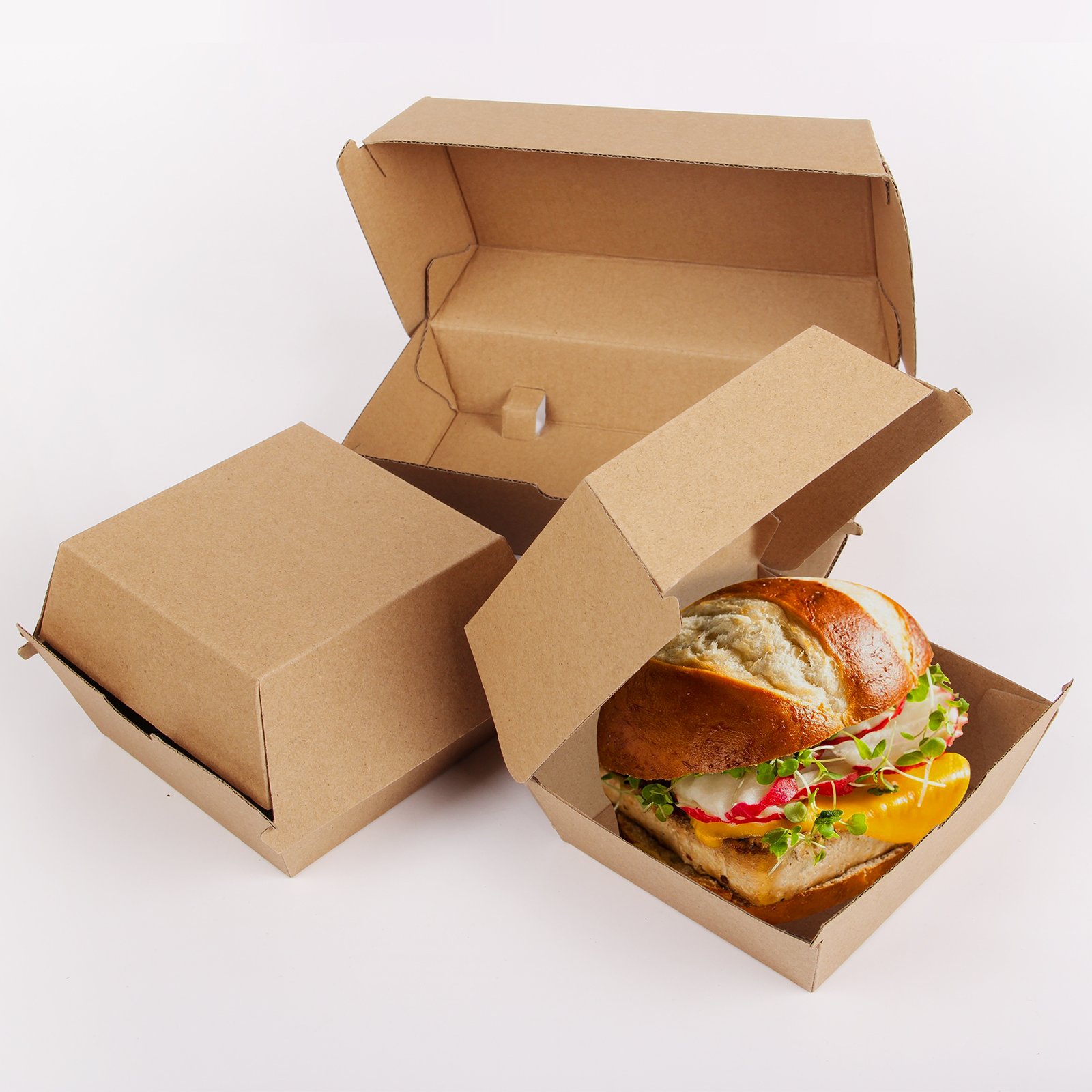 Customized top grade food packaging paper cup bag without window with window take away food boxes and cup