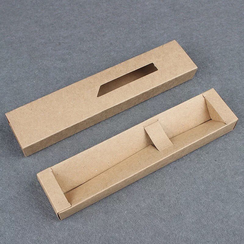 Simple sliding pen box case kraft design packaging with your own logo