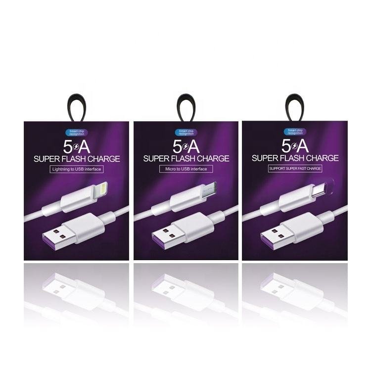 Packing box wholesale USB mobile phone data cable packing box with hook with inner bracket