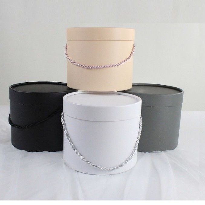 Fashion Gift Customized Packaging Cylinder Biodegradable Kraft Paper Christmas Valentine's Day Flower Box Handheld