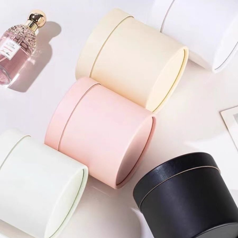 Fashion Gift Customized Packaging Cylinder Biodegradable Kraft Paper Christmas Valentine's Day Flower Box Handheld