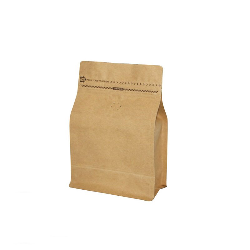 Food Grade Kraft Paper Tea Packing Zipper Pouch Roasted Coffee Bag Pouches Flexible Block Bottom Aluminum Bags Coffee Packaging