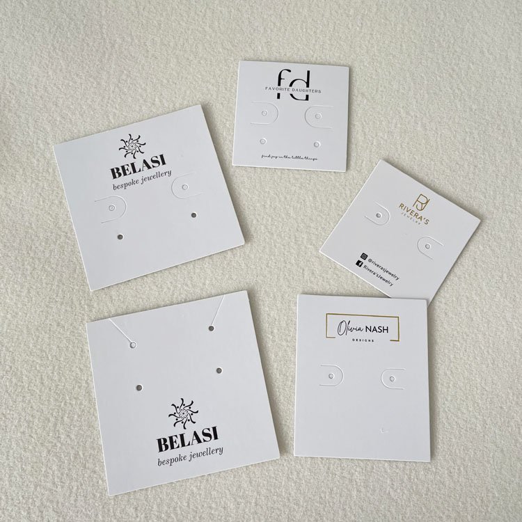 Small Earring Display Card Custom 450gsm Coated Paper Card Tag Label For Jewelry With Own Brand