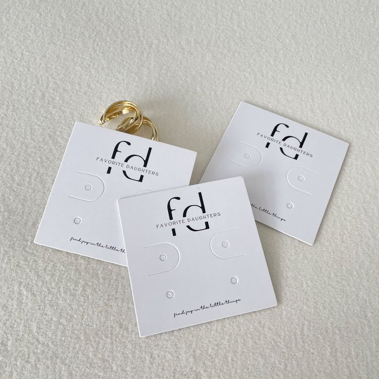 Small Earring Display Card Custom 450gsm Coated Paper Card Tag Label For Jewelry With Own Brand