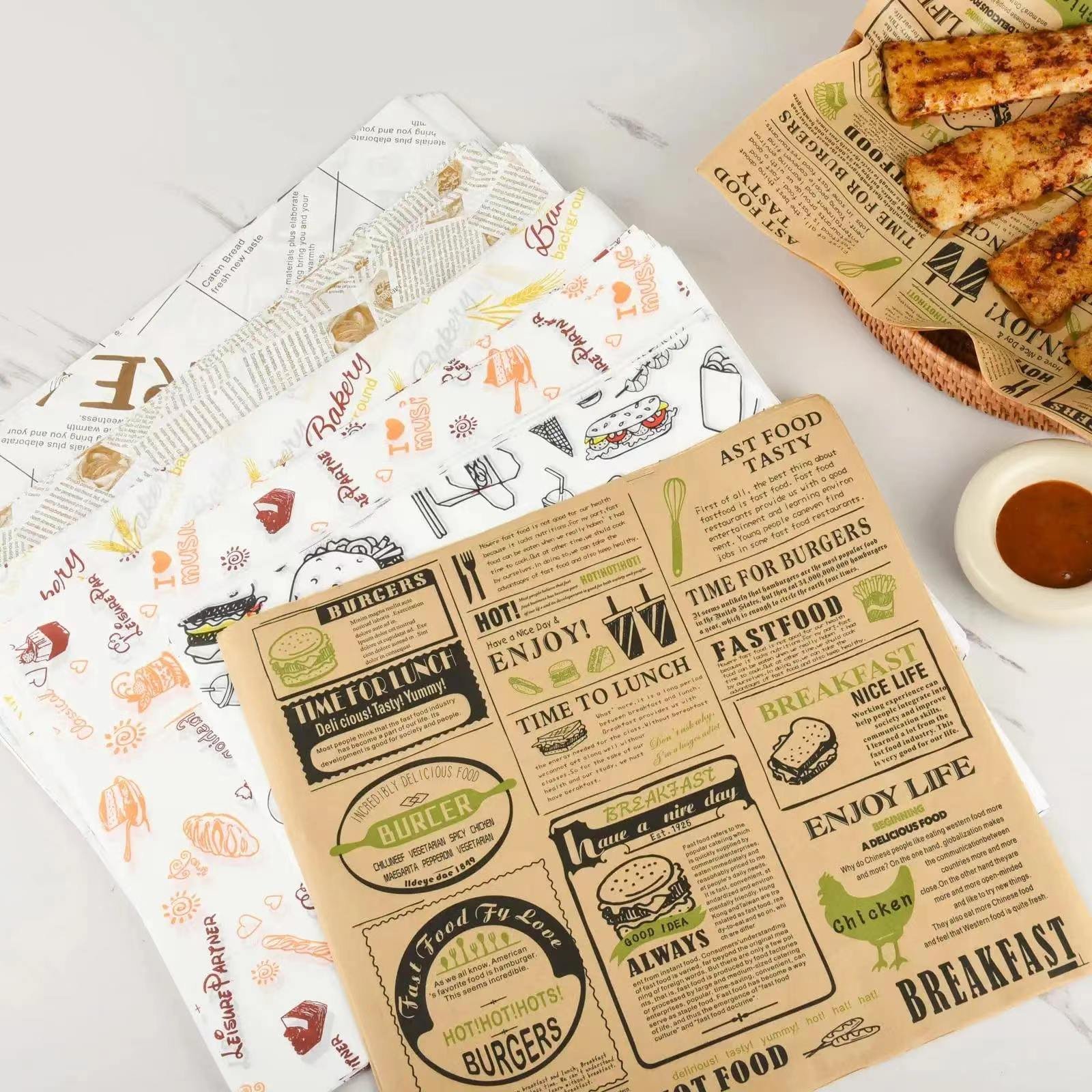 Hamburger Sandwich Wrapping Paper Custom Logo Printing Oil Proof Food Grade Wrapping Paper Custom Printed Burger Packaging Paper