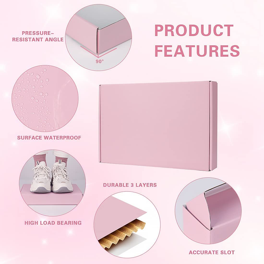 Custom Logo Printed Pink Luxury Recycled Corrugated Folding Kraft Paper Packaging Box