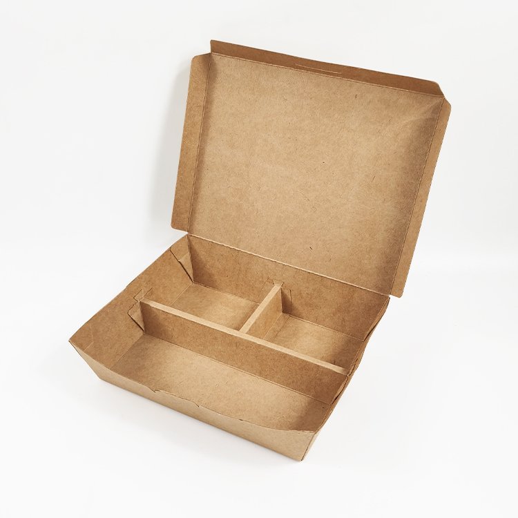 Disposable Recycle Food Grade Take Away Container Packaging Fast Food Takeaway Kraft Paper Lunch Box