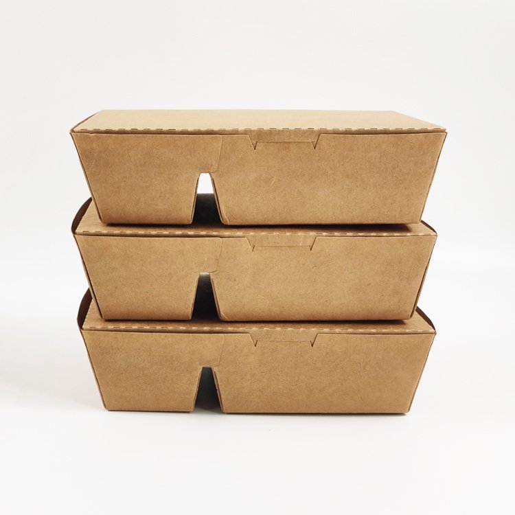 Disposable Recycle Food Grade Take Away Container Packaging Fast Food Takeaway Kraft Paper Lunch Box