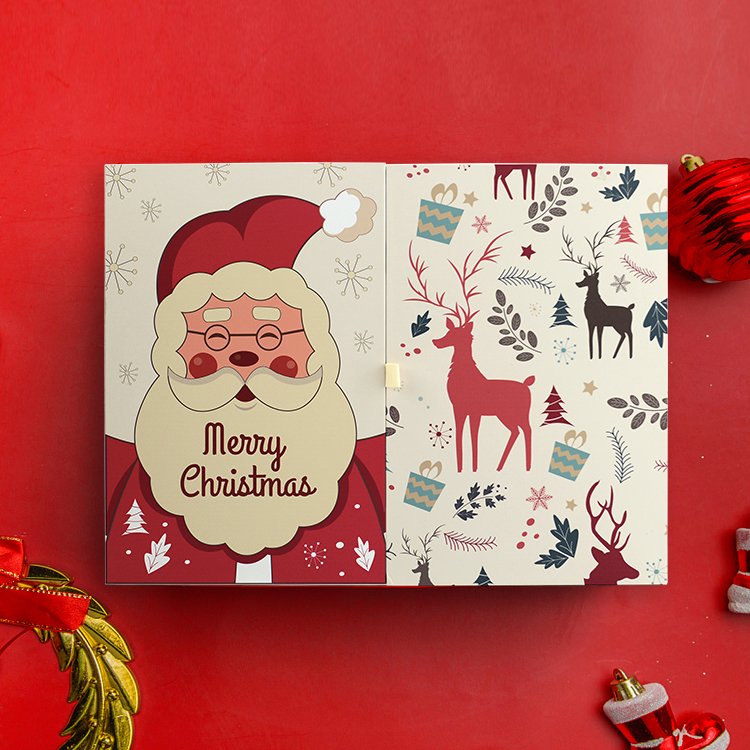 Factory Custom Ramadan Christmas Chocolate Calendar Advent Boxes Paper Cosmetic Cardboard Packaging 24 pieces small drawer Gift