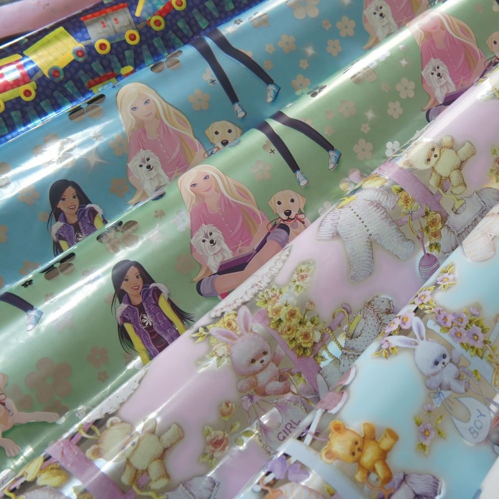 Metallic Gravure Customized Print Coated Children Wrapping Paper Rolls Sheets for Kids Gifts Packaging