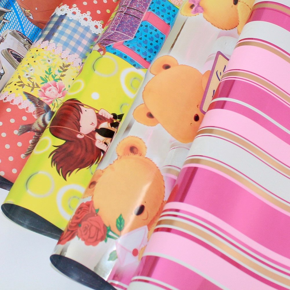 Metallic Gravure Customized Print Coated Children Wrapping Paper Rolls Sheets for Kids Gifts Packaging