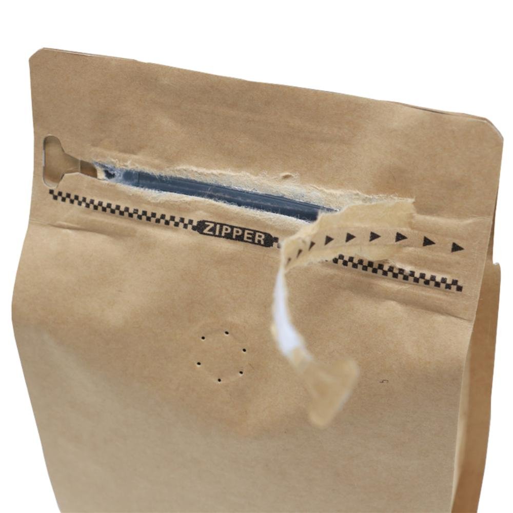 Flat Bottom /Coffe Bag with Zipper and Valve Kraft Paper Aluminum Foil /Coffe Packaging Bags Customizable