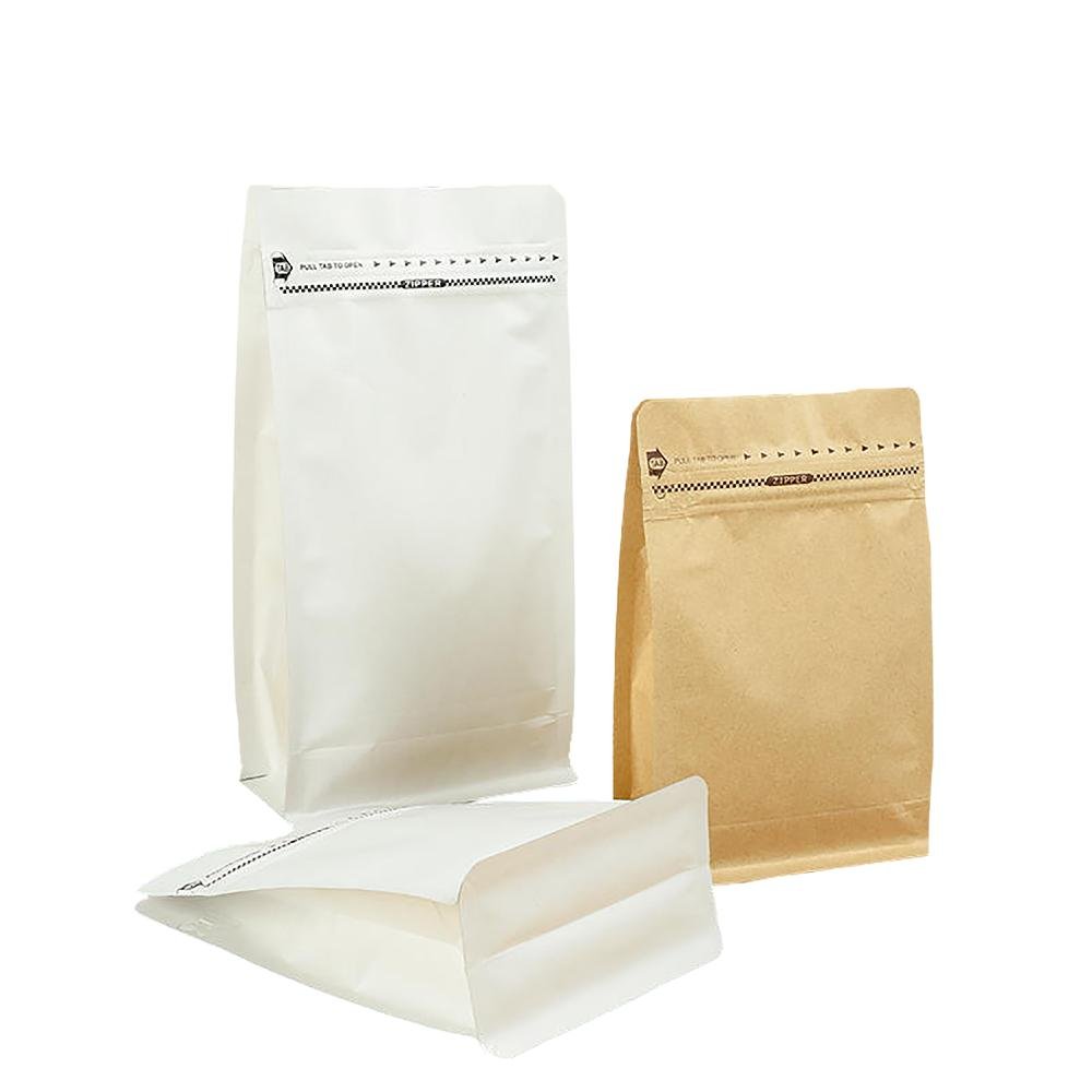 Flat Bottom /Coffe Bag with Zipper and Valve Kraft Paper Aluminum Foil /Coffe Packaging Bags Customizable