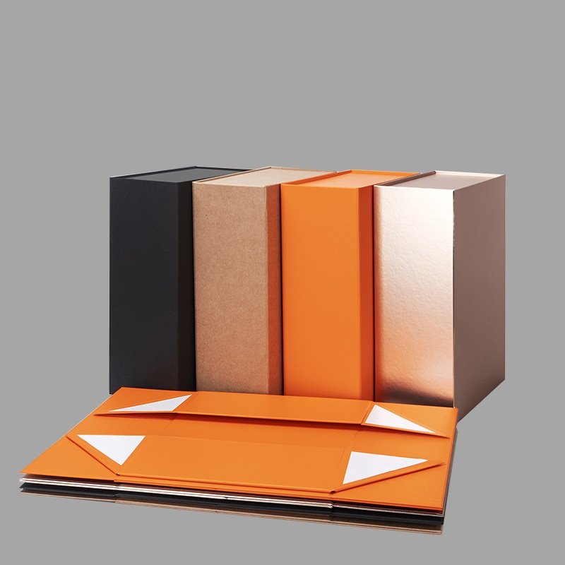 Wholesale universal large shoes paper box packaging paper cardboard storage box magnetic black flat foldable paper gift boxes