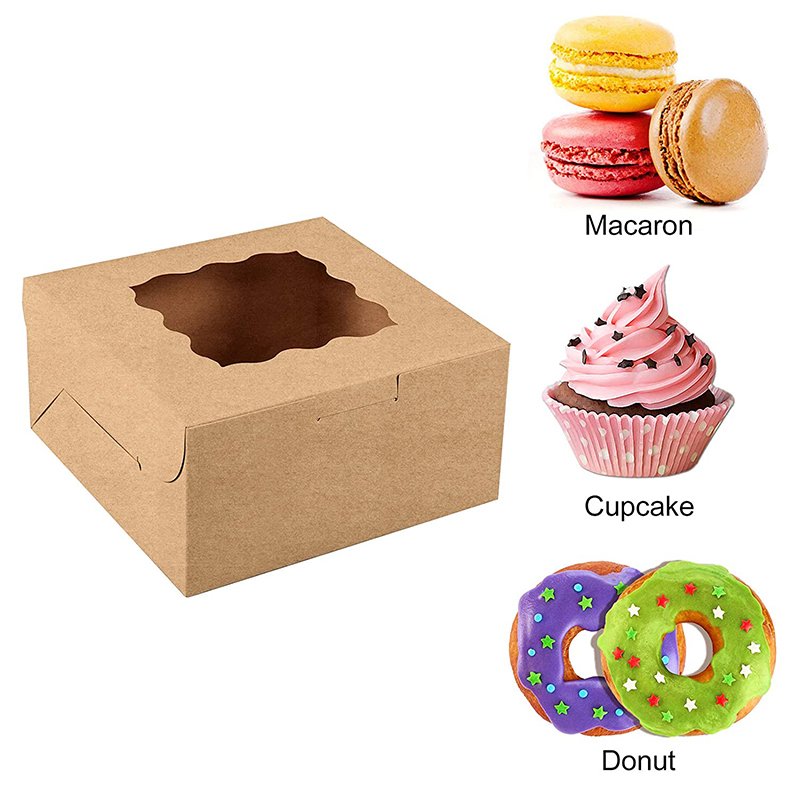 Custom Printed Takeaway Packaging Boxes Kraft Bakery Pastry Packaging Paper Box with window