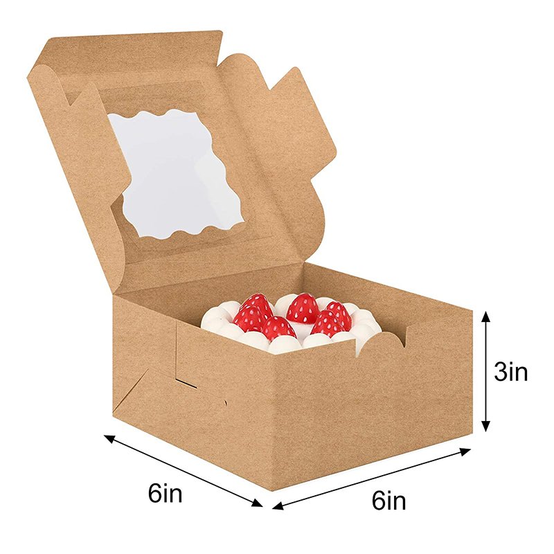 Custom Printed Takeaway Packaging Boxes Kraft Bakery Pastry Packaging Paper Box with window