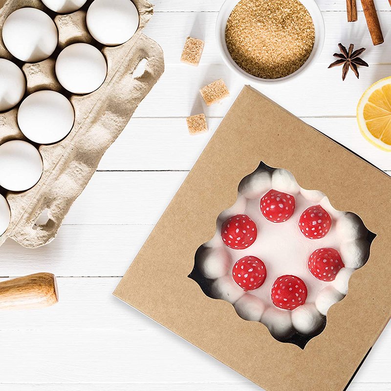 Custom Printed Takeaway Packaging Boxes Kraft Bakery Pastry Packaging Paper Box with window