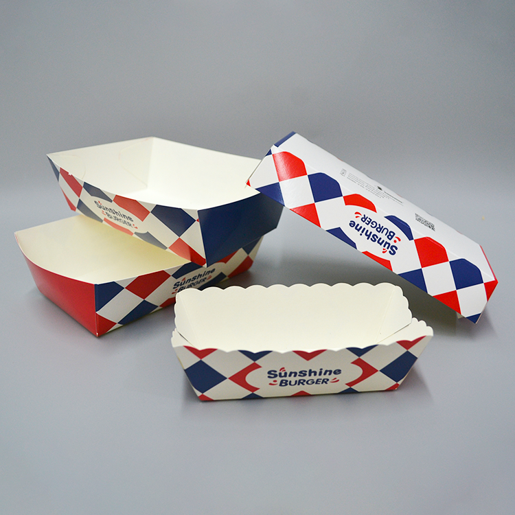 Custom Printed Logo Disposable Takeout Kraft Paper Sushi Tray Brown Food Boat Box Tray