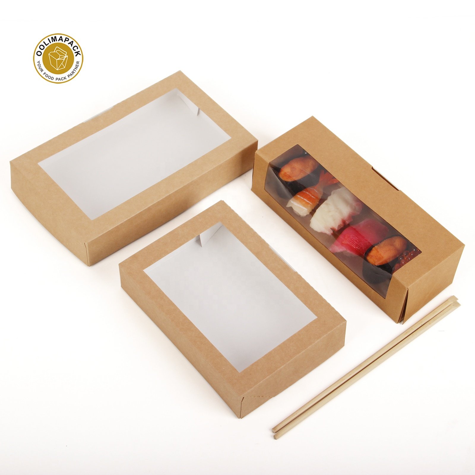 Printed Logo Sushi Verpackung Takeaway Sushi Box Packaging with Clear Lid