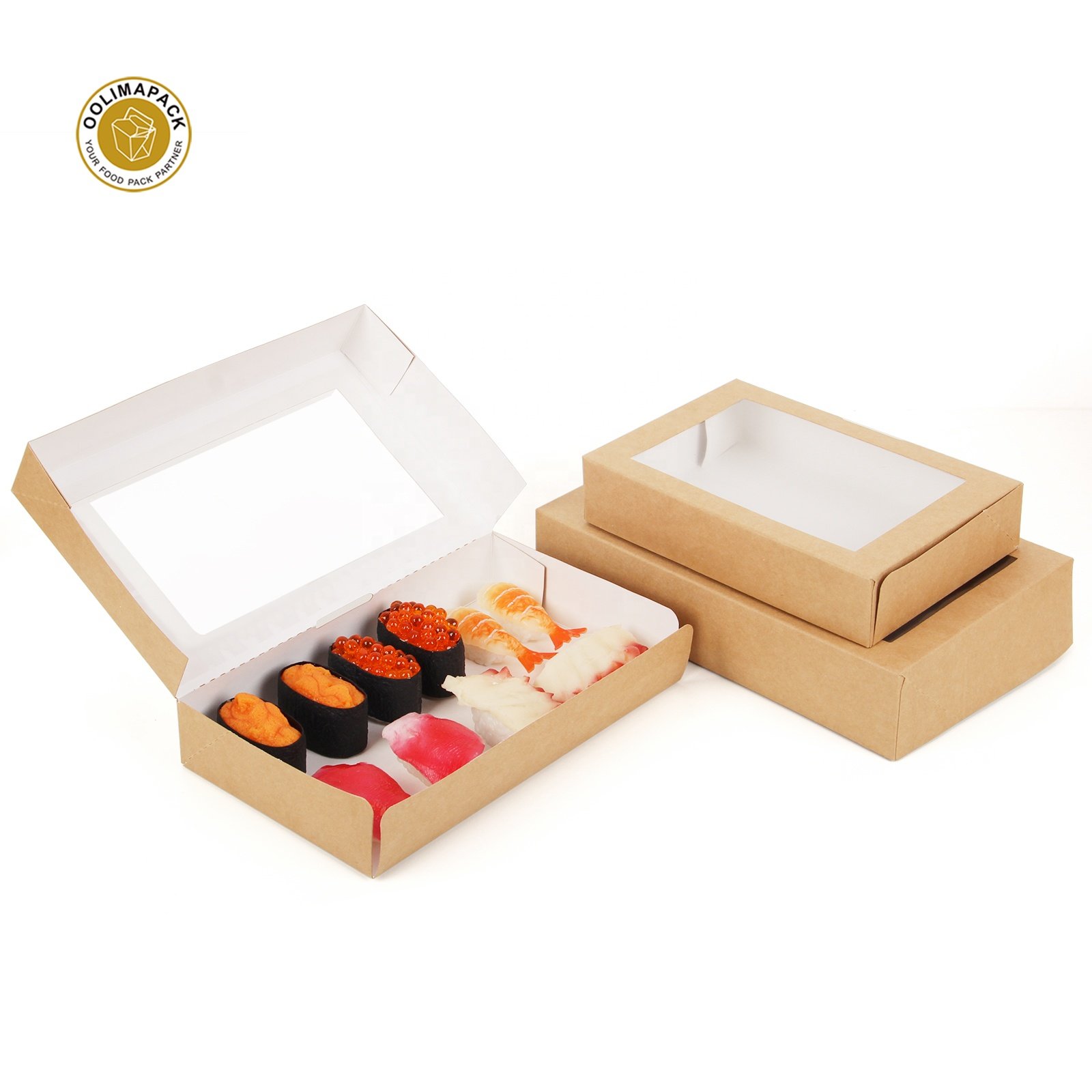 Printed Logo Sushi Verpackung Takeaway Sushi Box Packaging with Clear Lid