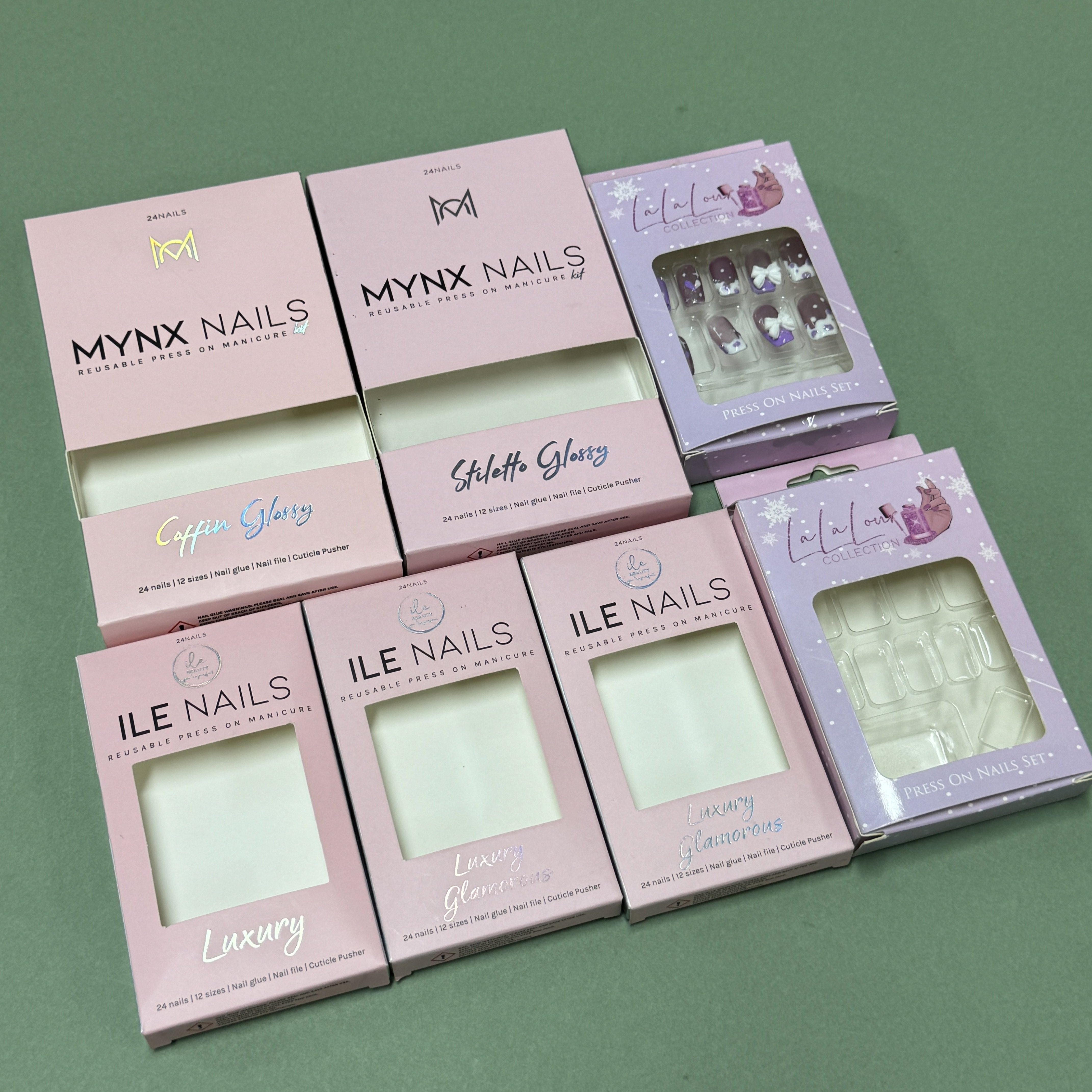 Normal/special material press on nail packaging box custom nail box for press ons