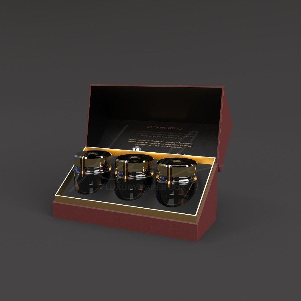 Logo Printed Luxury 3 Bottle Honey Gift Box Custom Empty Glass Jar With Paper Packaging Box