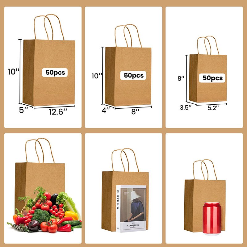 Low Price China Wholesale Brown Kraft Paper Shopping Bags Packaging Custom Print Logo Recyclable Food Bag With Handle