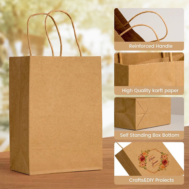 Low Price China Wholesale Brown Kraft Paper Shopping Bags Packaging Custom Print Logo Recyclable Food Bag With Handle