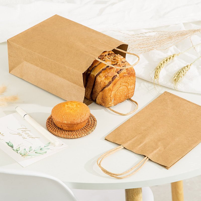 Low Price China Wholesale Brown Kraft Paper Shopping Bags Packaging Custom Print Logo Recyclable Food Bag With Handle