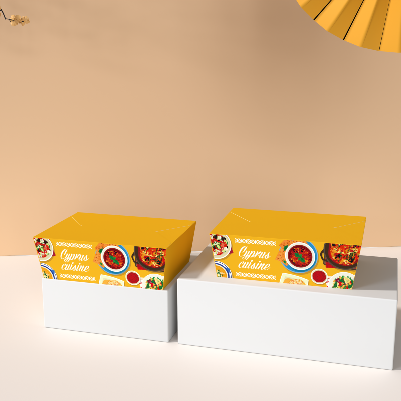 Wholesale Pizza Kraft Paper Take-Out Package Paper Box Customized Oil-Proof Fruit Salad Paper Box Fried Rice Package