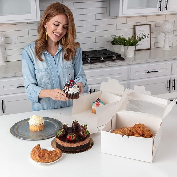 cake pizz packaging box with handle for shipping