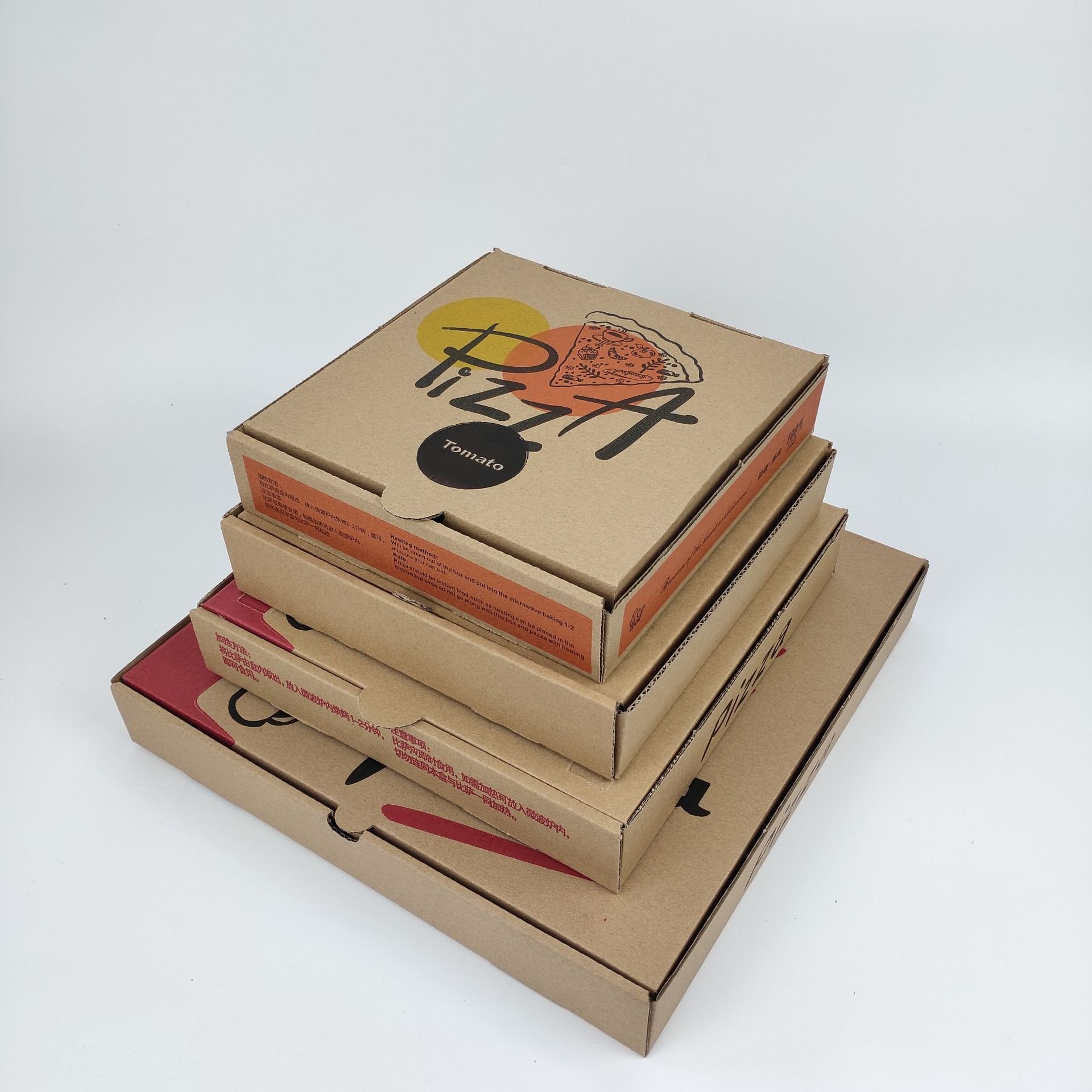 Spot Kraft Paper Corrugated Pizza Packaging Box 9-12 Inch Takeaway Packaging Box Recyclable Pizza Carton
