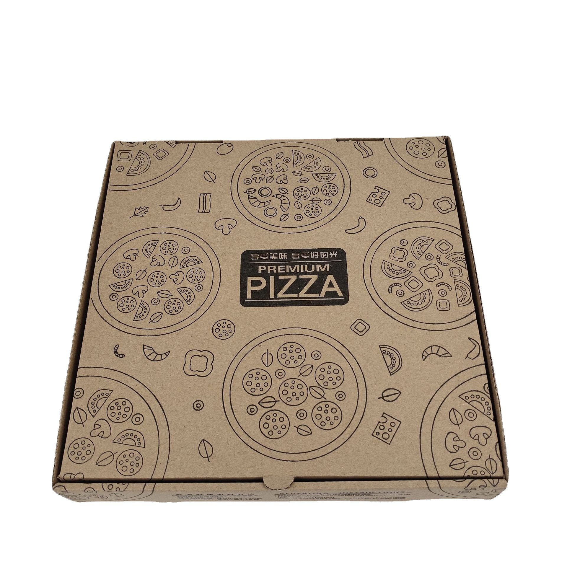Spot Kraft Paper Corrugated Pizza Packaging Box 9-12 Inch Takeaway Packaging Box Recyclable Pizza Carton
