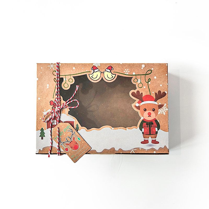 Candy Gift Box With Square Window Christmas Cookie Kraft Paper Gift Box Transparent Windows Cookie Paper Box