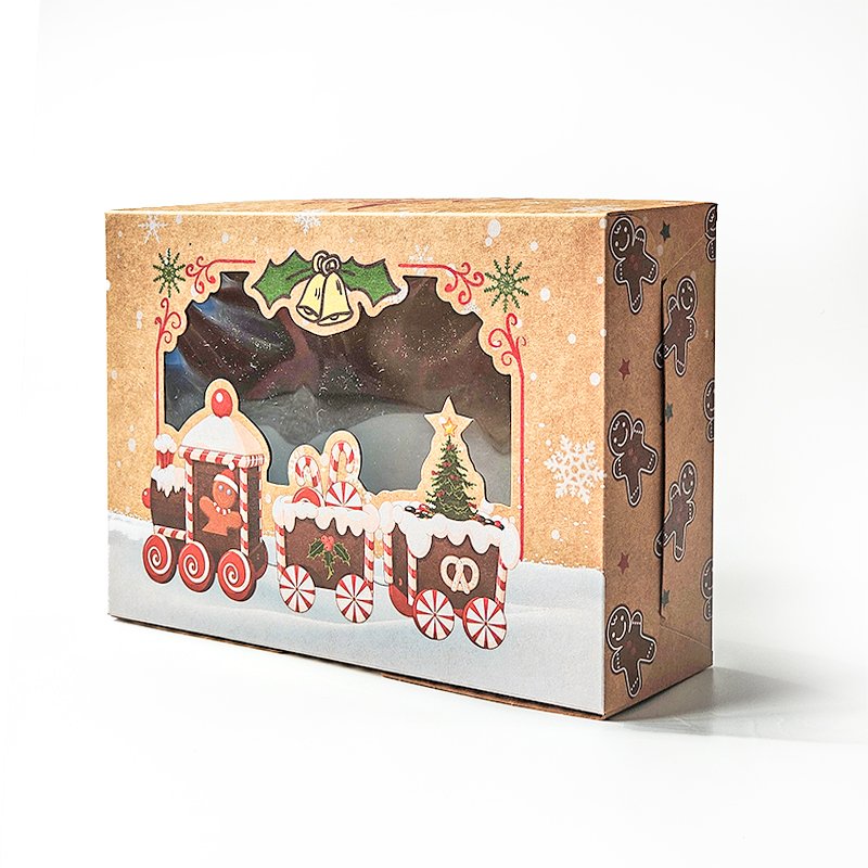 Candy Gift Box With Square Window Christmas Cookie Kraft Paper Gift Box Transparent Windows Cookie Paper Box
