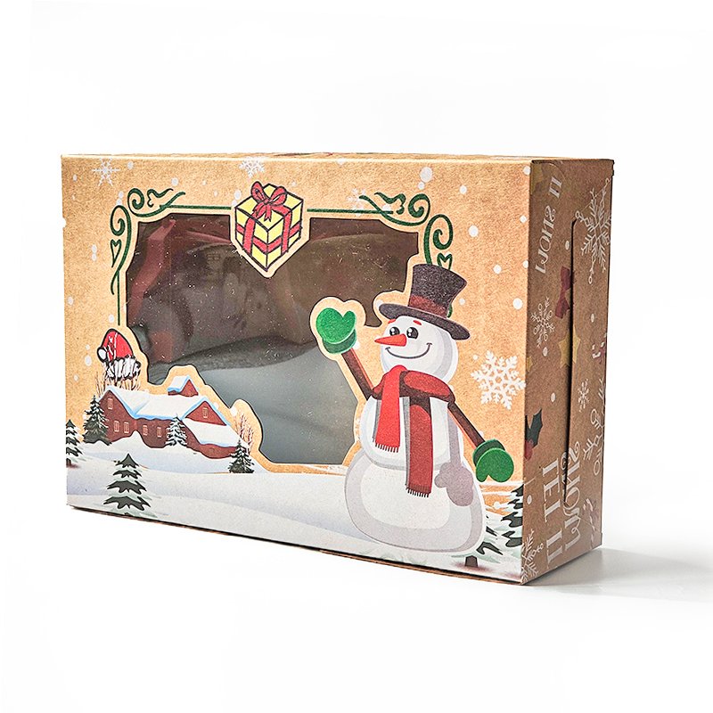 Candy Gift Box With Square Window Christmas Cookie Kraft Paper Gift Box Transparent Windows Cookie Paper Box