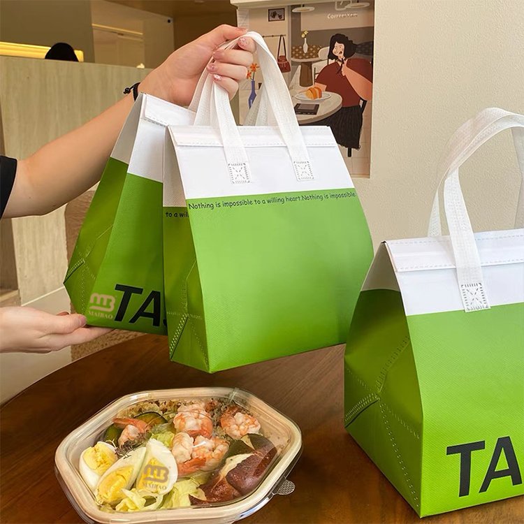 Custom eco non woven food delivery insulation foil bag reusable coffee takeaway thermal bag lunch cooler thermal lunch tote bag