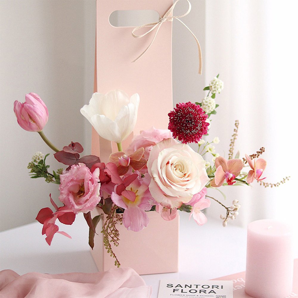 INUNION Kraft paper bag in stock Floral Wrap Florist Supplies Craft Paper Gift Bag Portable Flower Box Flower Hand Bag