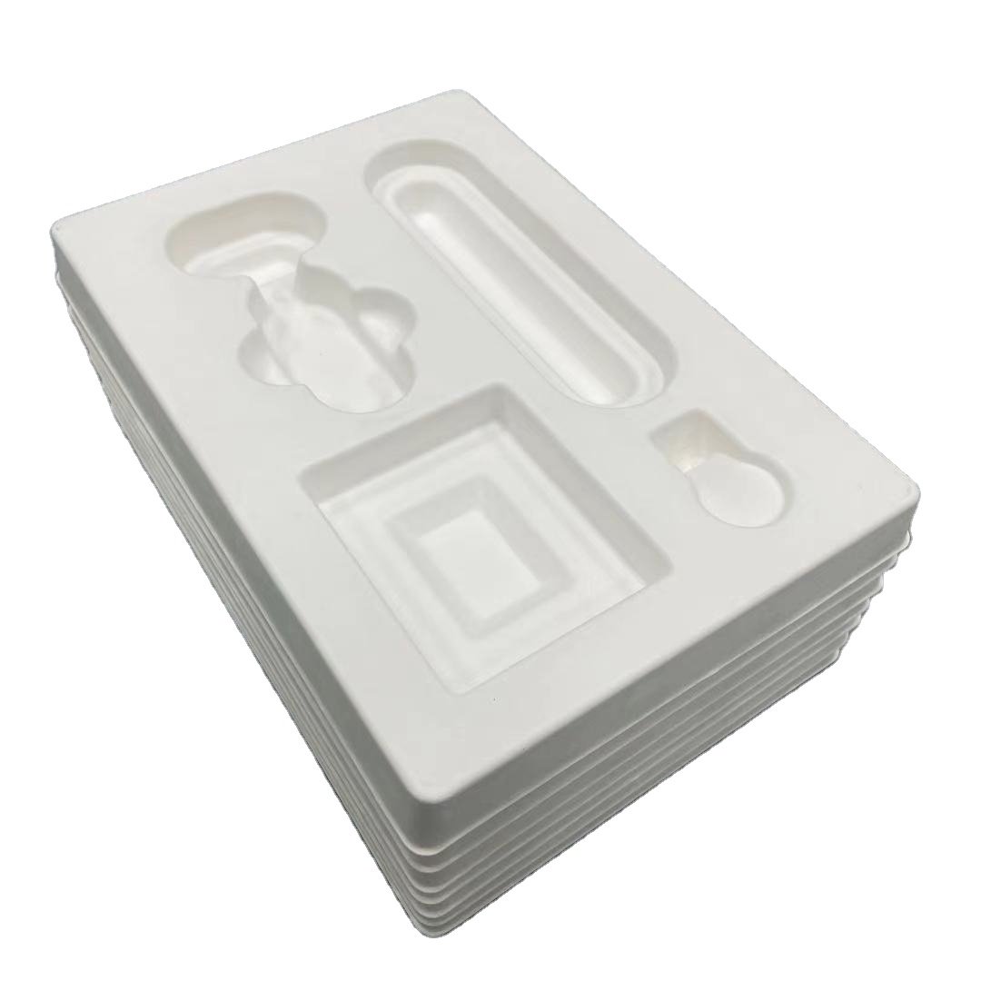 Custom Logo Recyclable Electronic Product Packaging Insert Sugarcane Paper Paper Rectangle Biodegradable Packaging