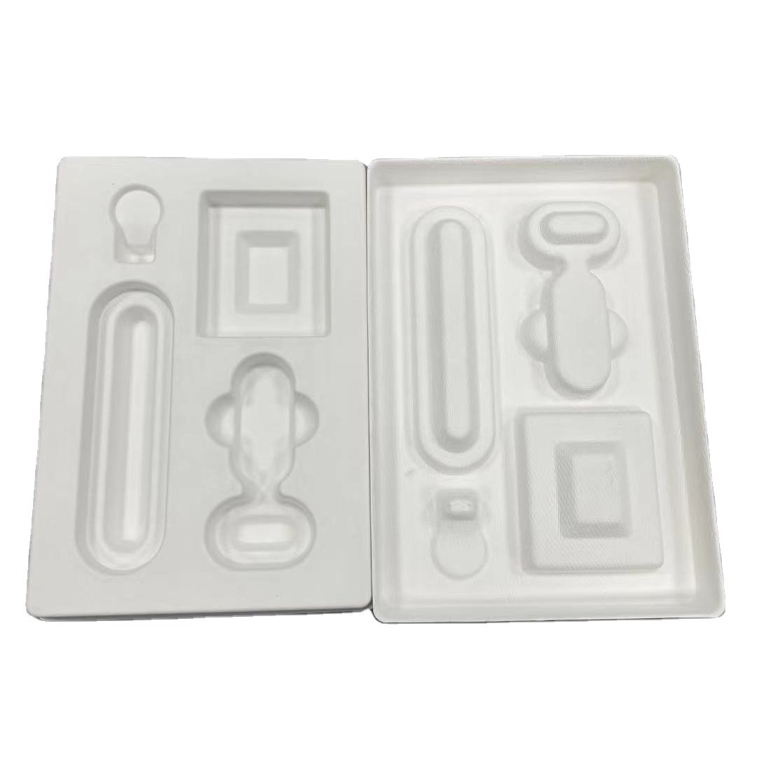 Custom Logo Recyclable Electronic Product Packaging Insert Sugarcane Paper Paper Rectangle Biodegradable Packaging