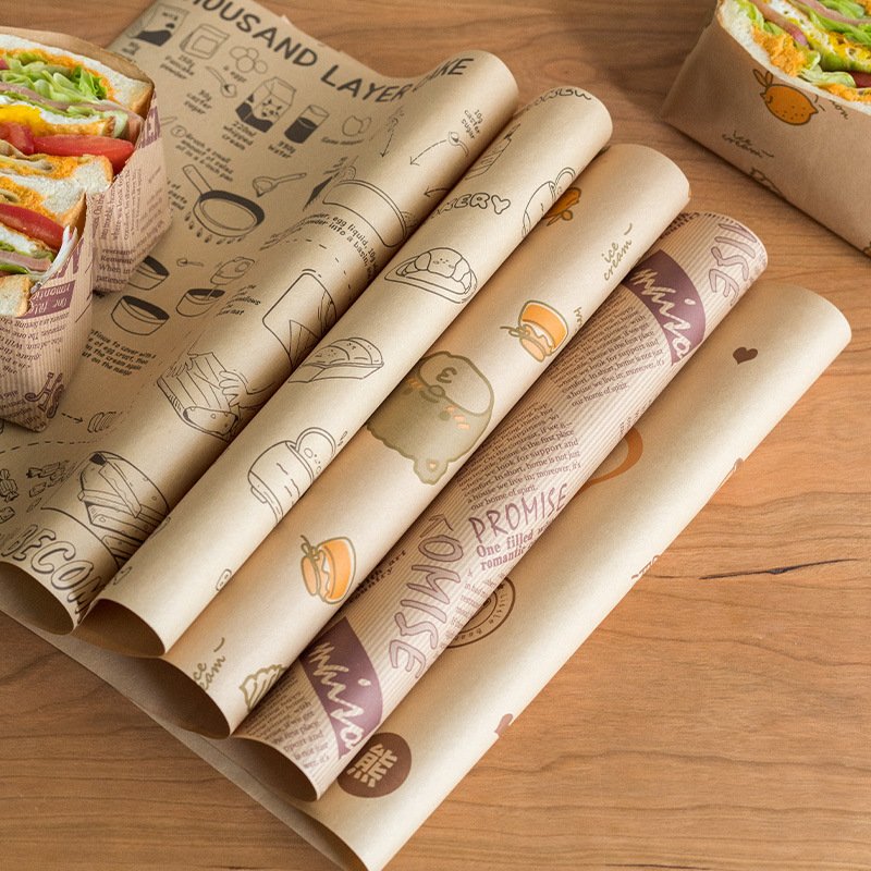 Custom Logo Printing Hamburger Packaging Grease Proof Tissue Paper Sandwich Wrapping Deli Paper Shawarma Food Grade Wax Paper