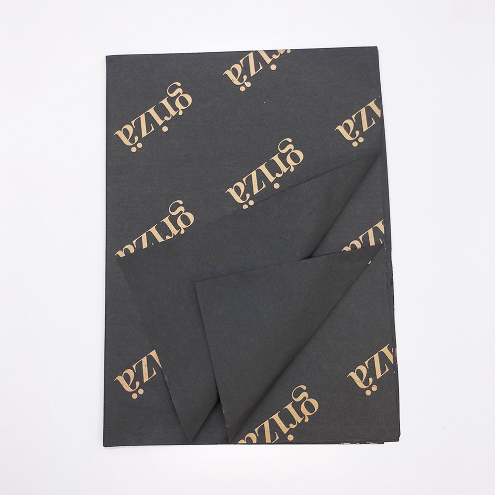 Eco Friendly Custom Golden Logo Black Tissue Paper Sheet seidenpapier For Clothes Gift Packaging