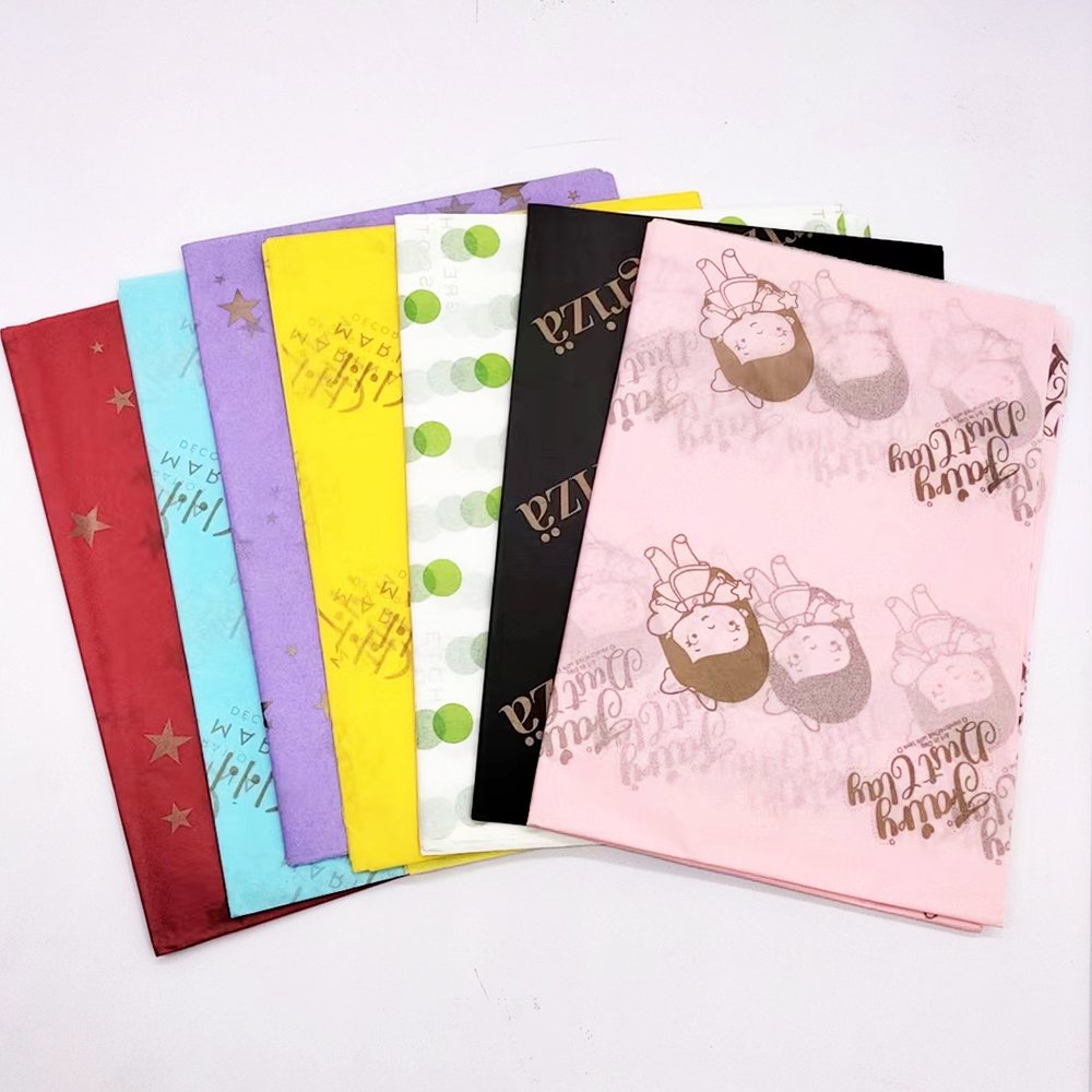 Eco Friendly Custom Golden Logo Black Tissue Paper Sheet seidenpapier For Clothes Gift Packaging