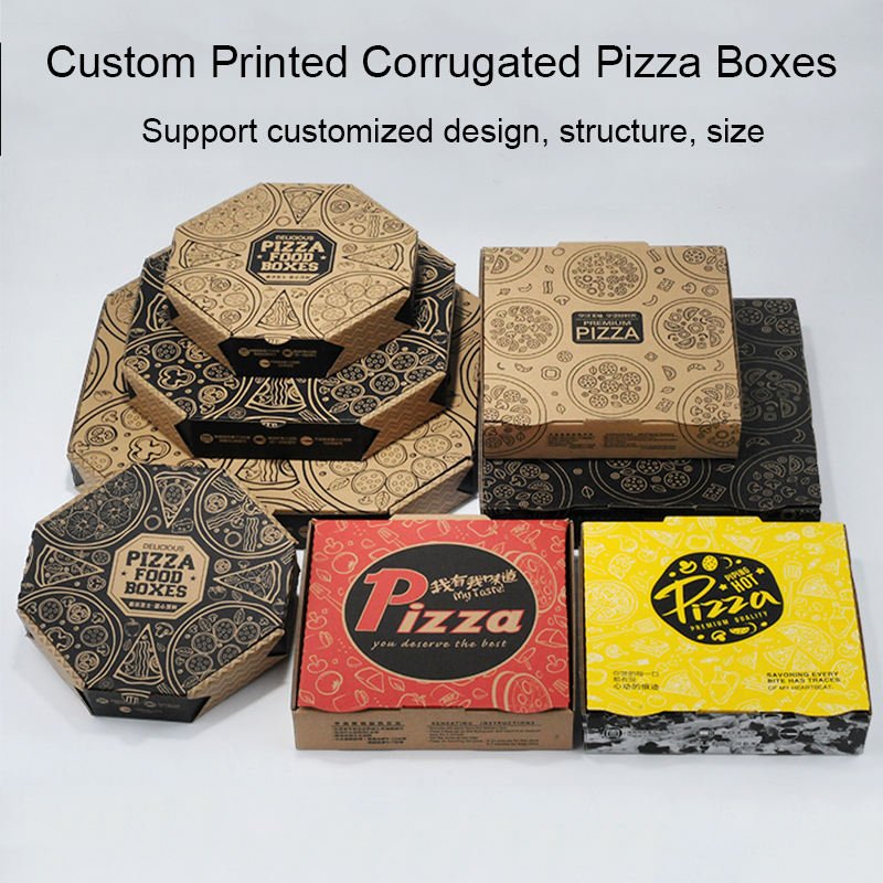 Custom Cheap Round Octagon Pizza Packaging Paper Box Takeaway Food Container Delivery Pizza Packaging Lunch Box Wholesale