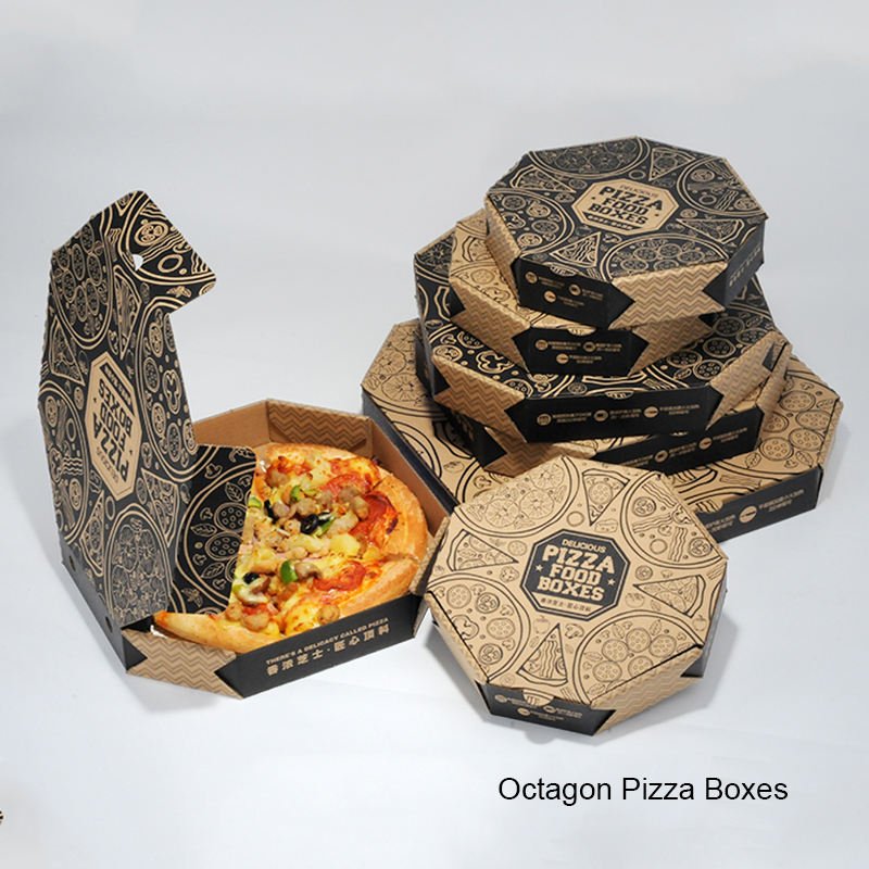 Custom Cheap Round Octagon Pizza Packaging Paper Box Takeaway Food Container Delivery Pizza Packaging Lunch Box Wholesale