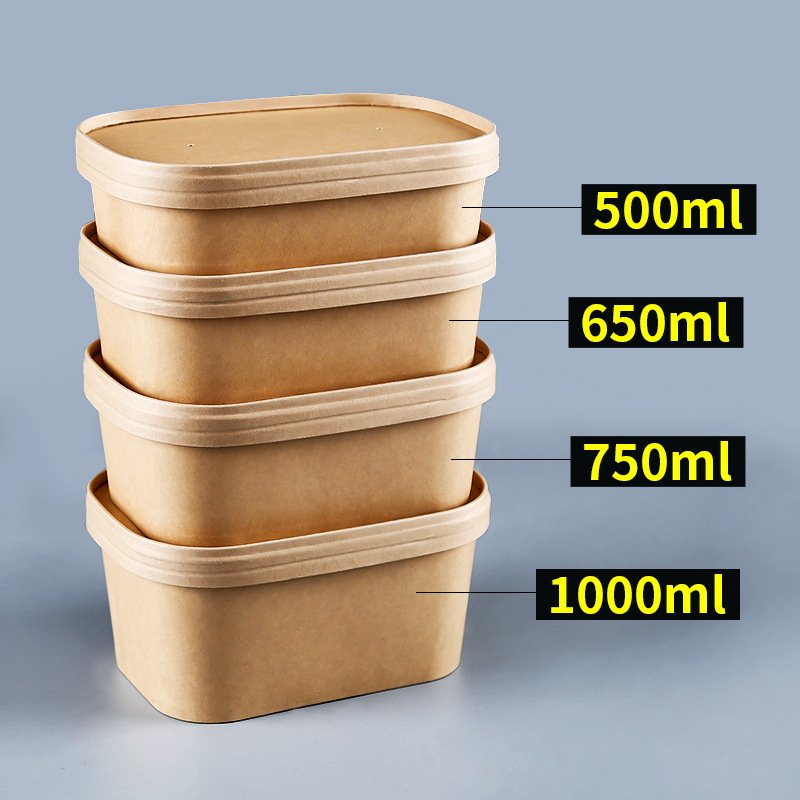 Disposable compostable biodegradable take away container paper food box,take out fast food packaging paper boxes with lid